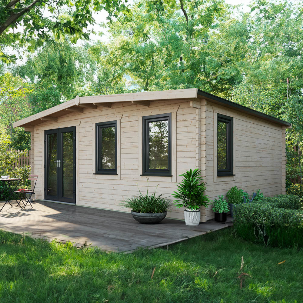 Power Sheds 16 x 18ft Left Double Door Chalet Log Cabin Image 2