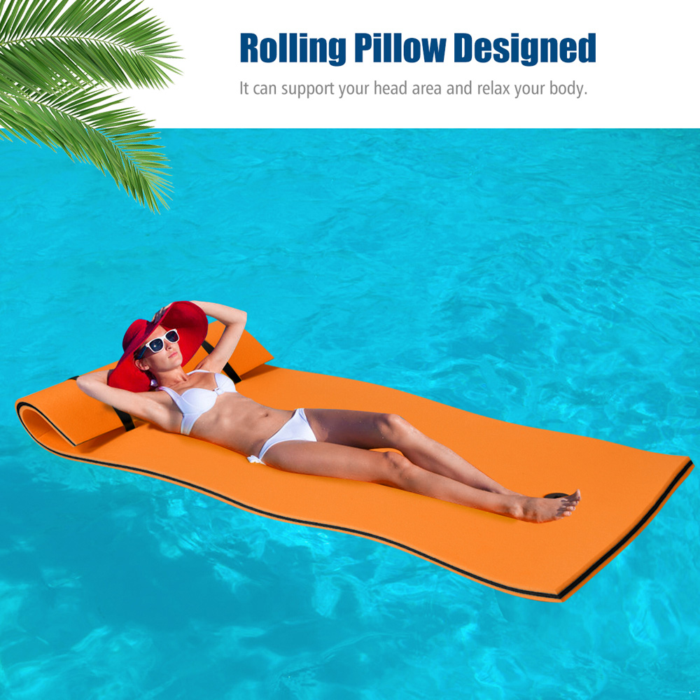 Costway Orange 3 Layer Floating Water Pad Image 4