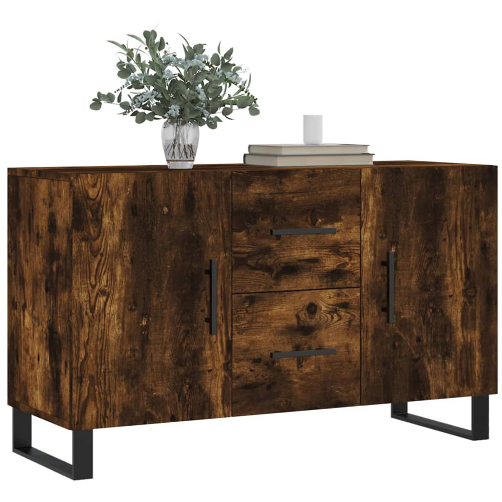vidaXL 2 Door 2 Drawer Smoked Oak Sideboard Image 3