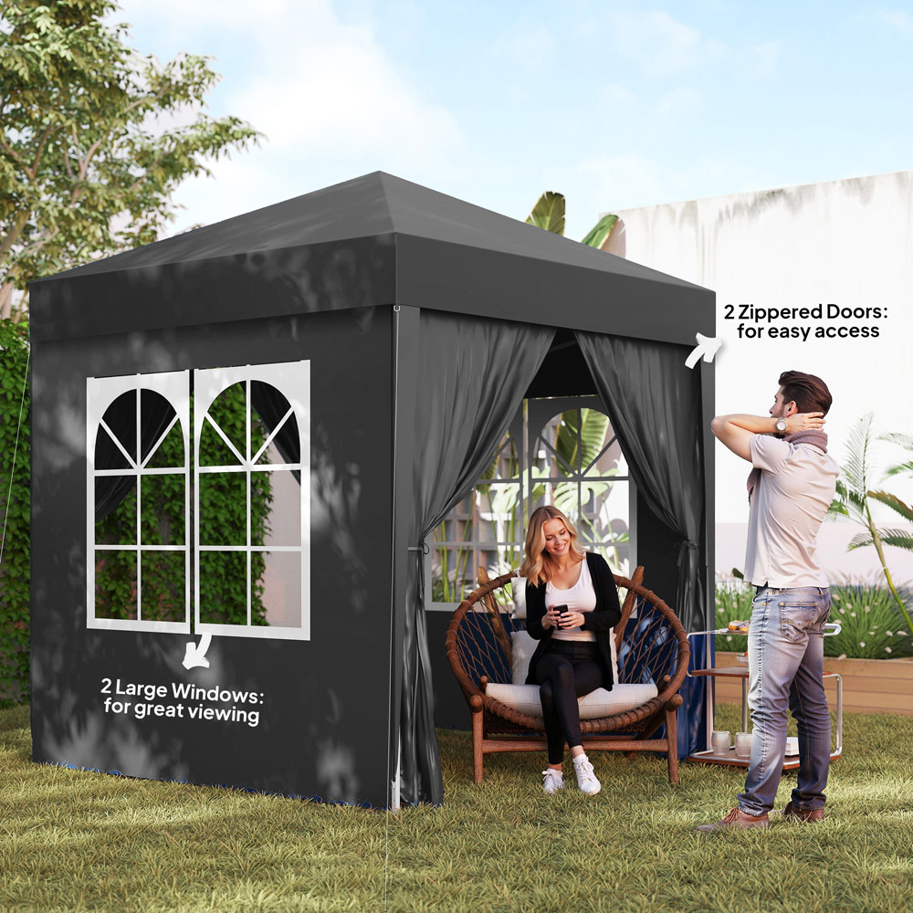 Outsunny 2 x 2m Black Marquee Pop Up Gazebo Party Tent Image 3