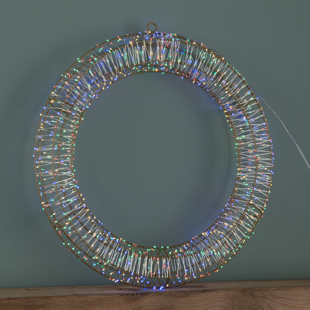 Samuel Alexander 960 Multi-Coloured LED Light-Up Christmas Wreath 45cm Image 3