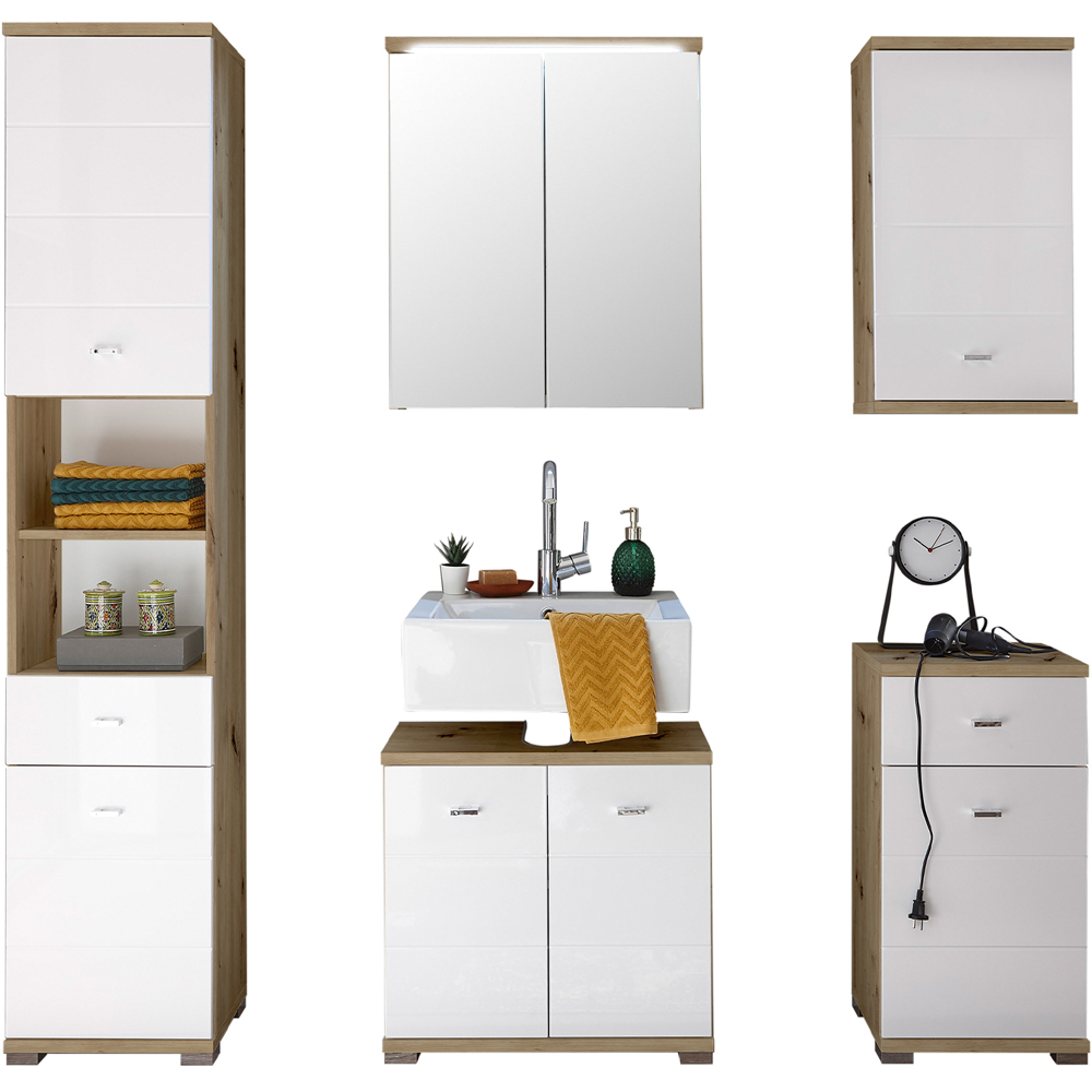 Julian Bowen Single Door Single Drawer White and Oak Storage Cabinet Image 5