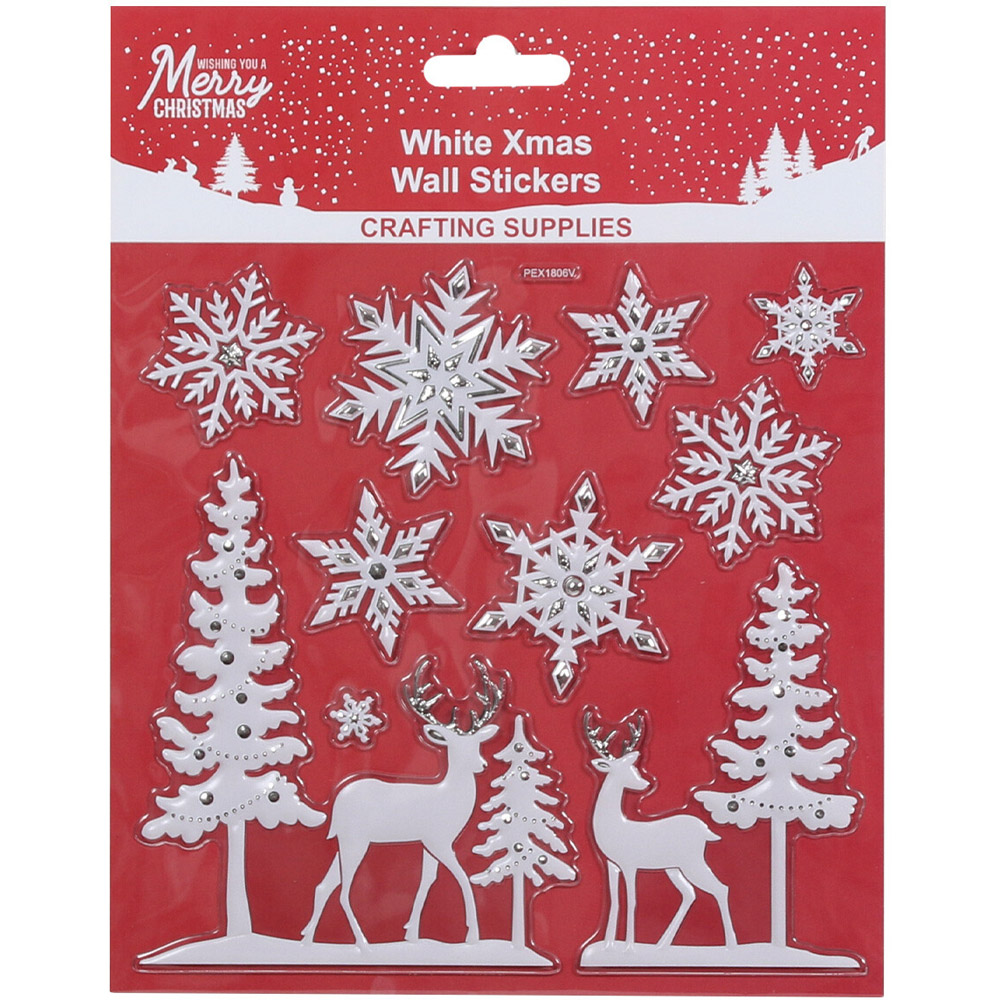 Single White Christmas Stickers in Assorted styles Image 1