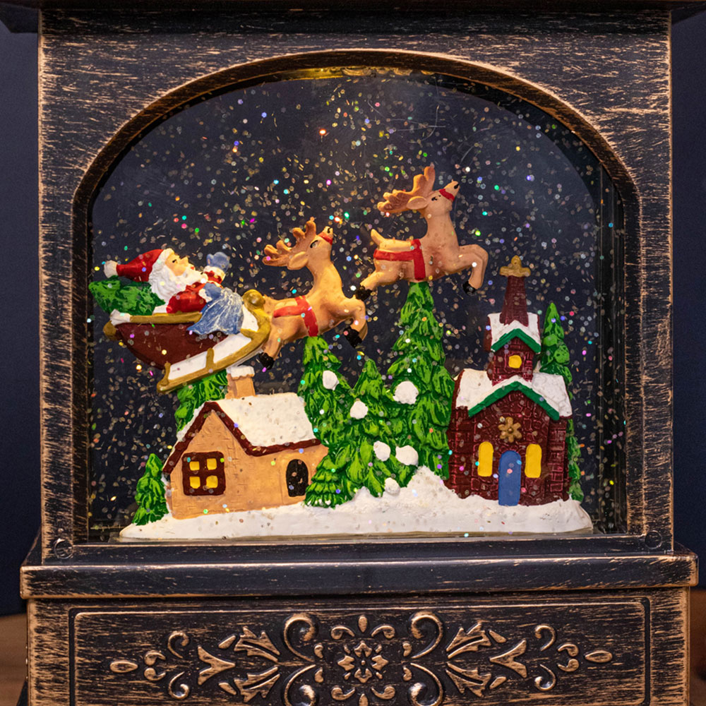 Samuel Alexander Santa Warm White LED Christmas Water Spinner Bronze Lantern 28cm Image 3