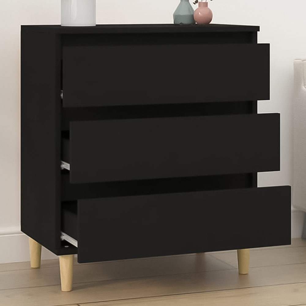 vidaXL 3 Drawer Black Sideboard Image 1