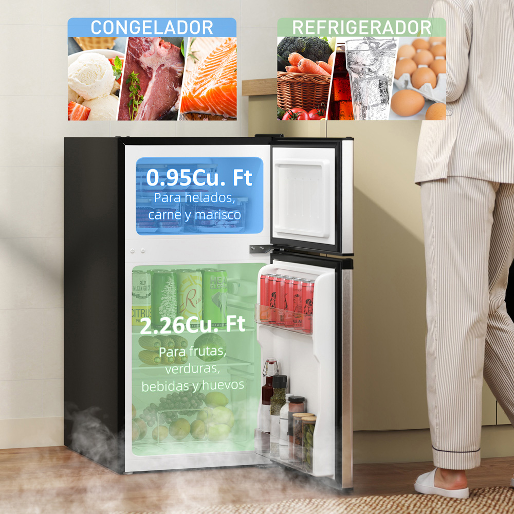 HOMCOM 800-128V71BK Black and Silver 88L Fridge Freezer Image 4