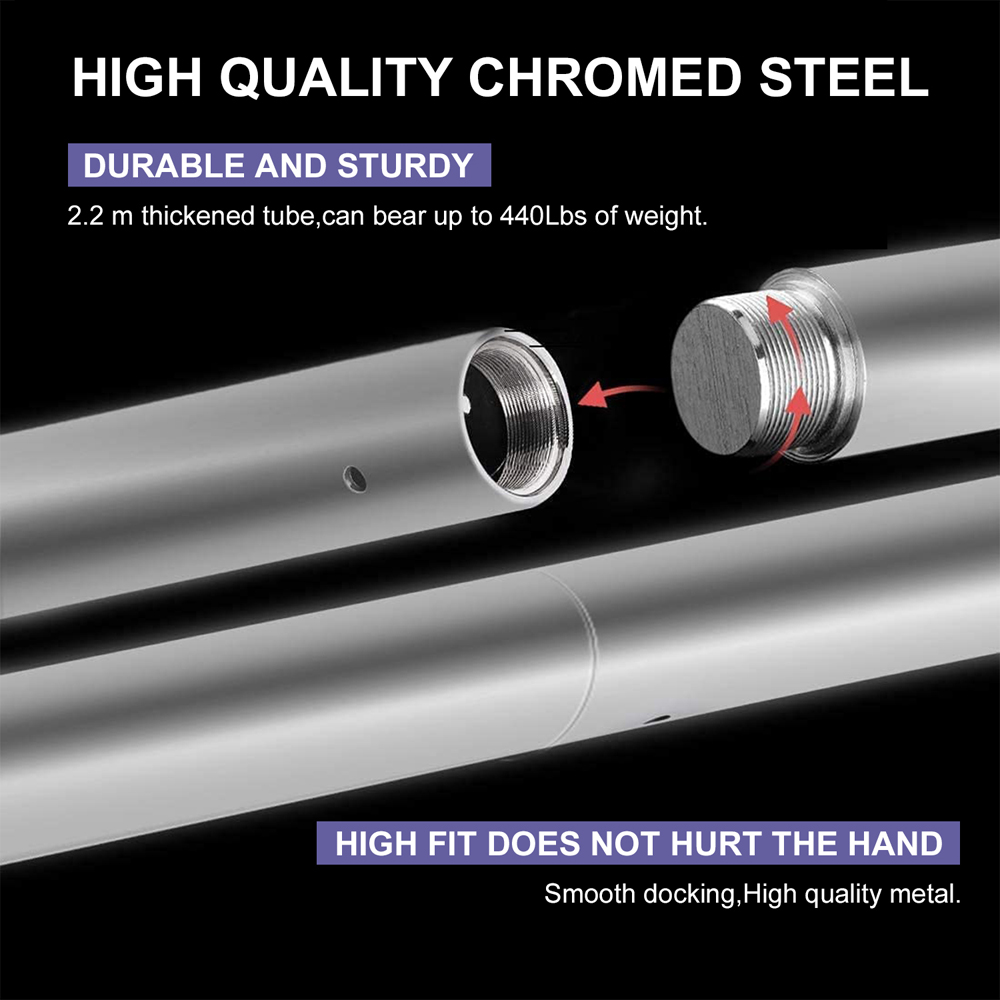 Rattrix Silver Adjustable Height Portable Reinforced Rotating Dance Pole Image 4
