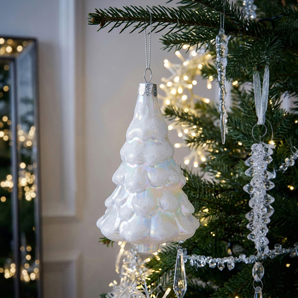 Iridescent Christmas Tree Decoration White Image 2