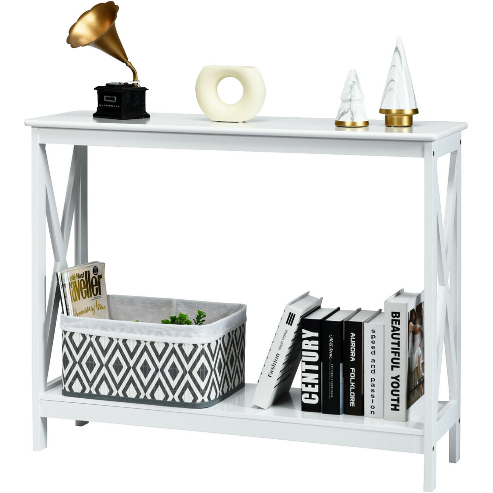 Costway Single Shelf White Wooden Console Table Image 3