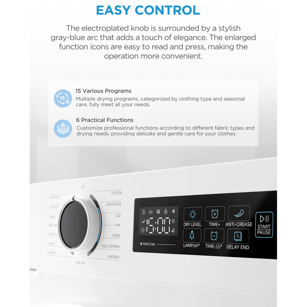 Midea MD110H80D/W White Heat Pump Tumble Dryer 8kg Image 6