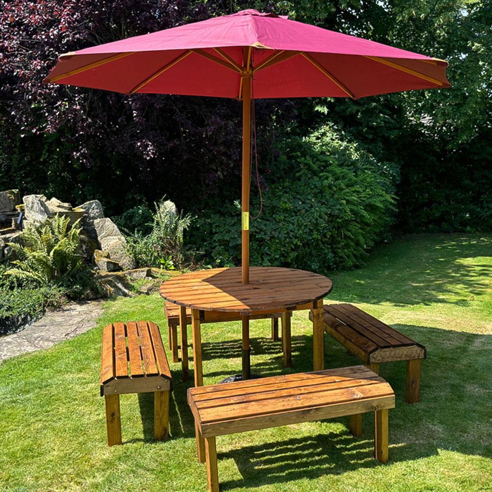 Charles Taylor Knights 8 Seater Round Garden Dining Bench Set Image 5