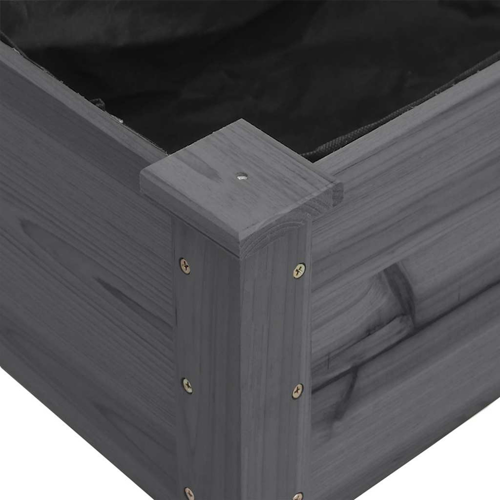 vidaXL Grey Solid Fir Wood Wheeled Garden Planter with Liner 118 x 59 x 80cm Image 3