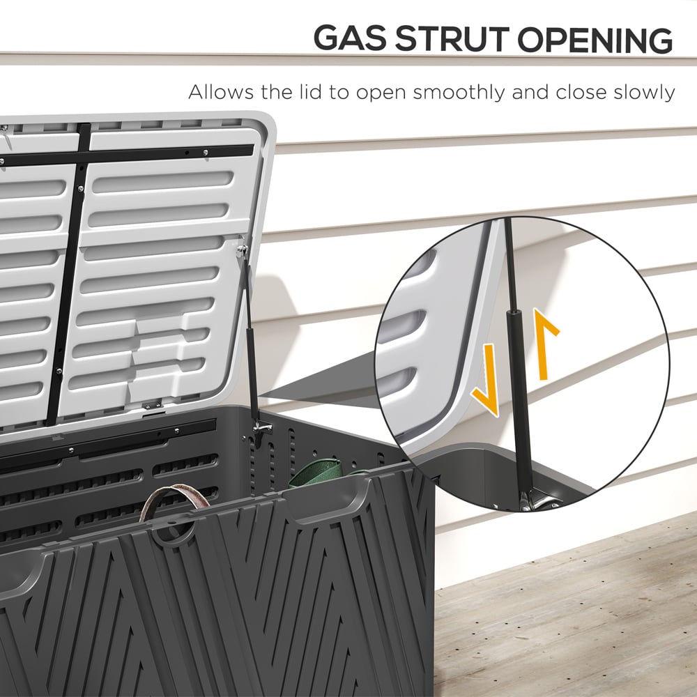 Outsunny 380L Waterproof Wood Effect Outdoor Storage Box Image 6