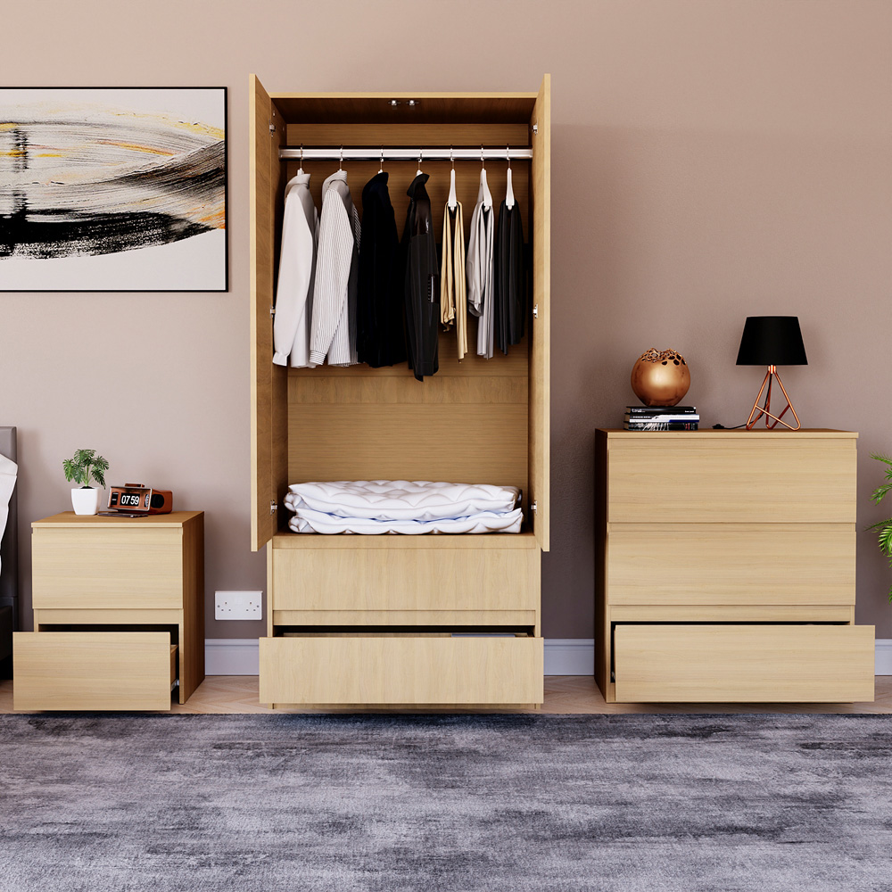 VIDA DESIGNS Denver Pine 3 Piece Bedroom Furniture Set Image 2