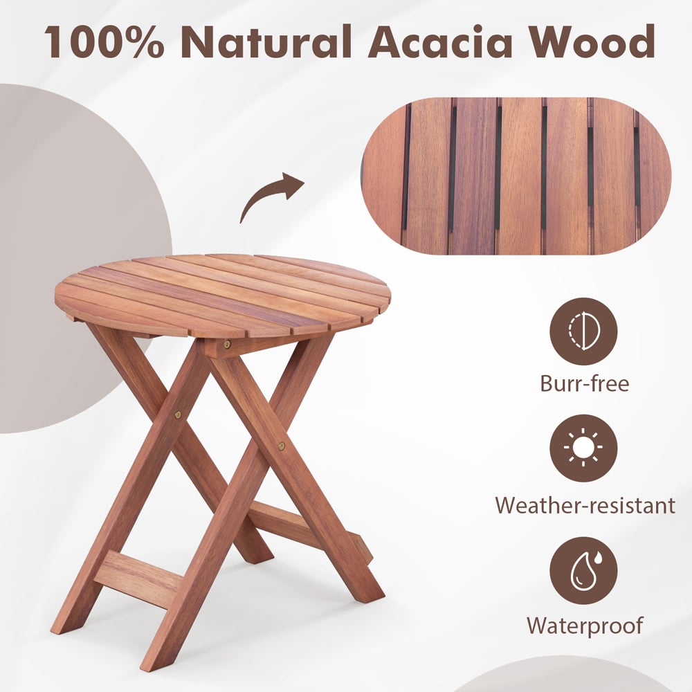Costway Round Slatted Top Folding Side Table Image 6