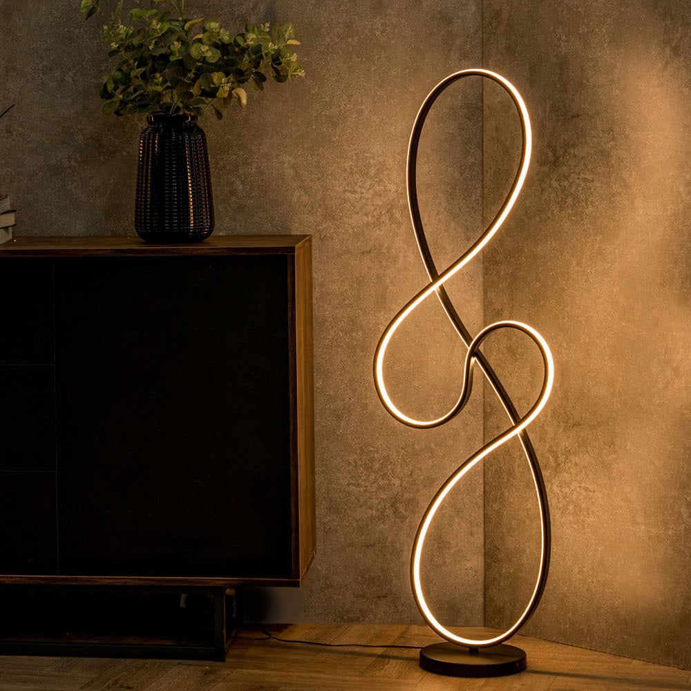ValueLights Infinity Black Swirl Integrated LED Floor Lamp Image 3