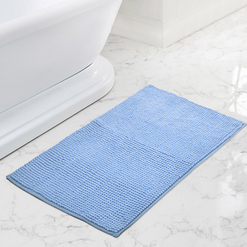 Mayfair Blue Shaggy Noodle Bath Mat 50 x 80cm Image 2