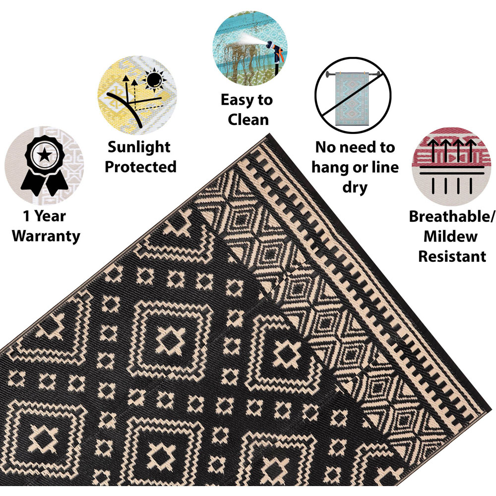Green Decore Venice Black and Beige Camping and Picnic Rug 120 x 180cm Image 3