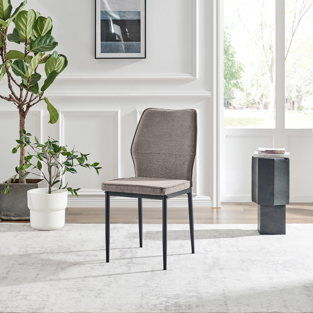 Furniturebox Remi Set of 2 Taupe and Black Textured Weave Dining Chairs Image 7