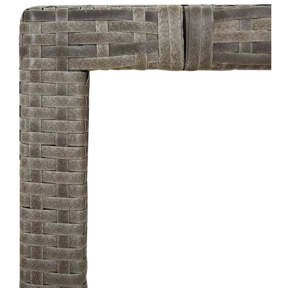 vidaXL 6 Seater Grey Polyrattan and Wooden Tabletop Garden Table Image 5
