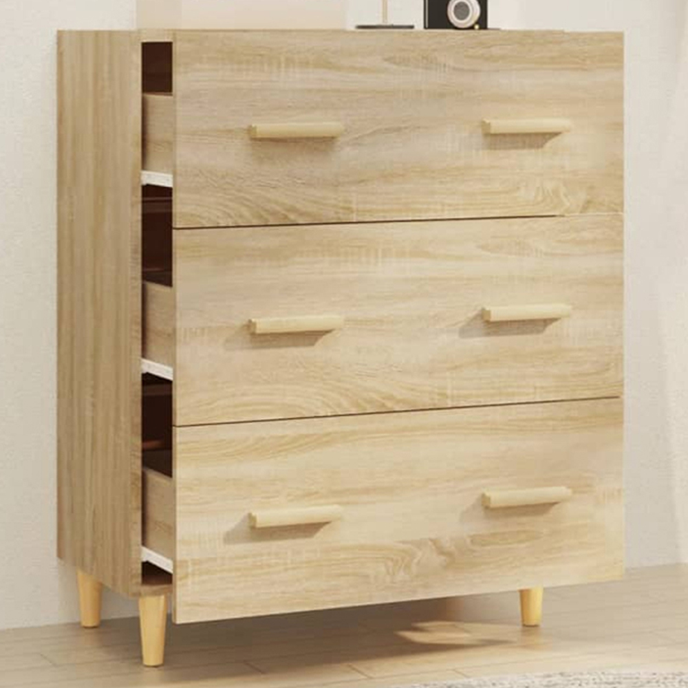 vidaXL 3 Drawer Sonoma Oak Sideboard Image 1