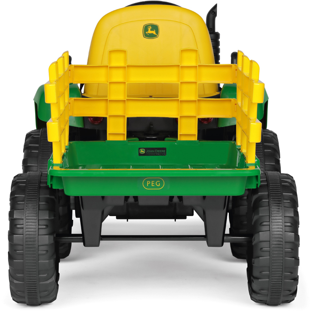 PEG John Deere Farm Power Kids Electric Ride-On Tractor with Trailer Green and Yellow 12V Image 5
