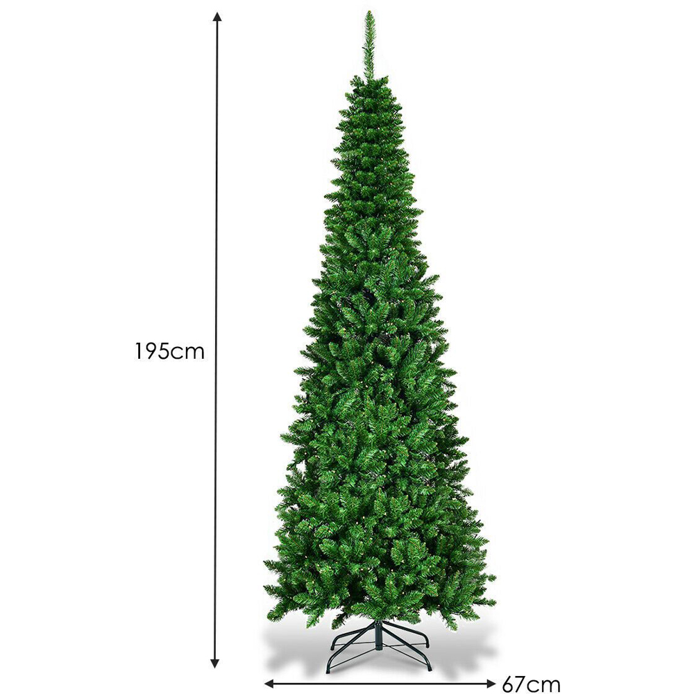 Costway Pre Lit Artificial Pencil Christmas Tree 6.5ft Image 9