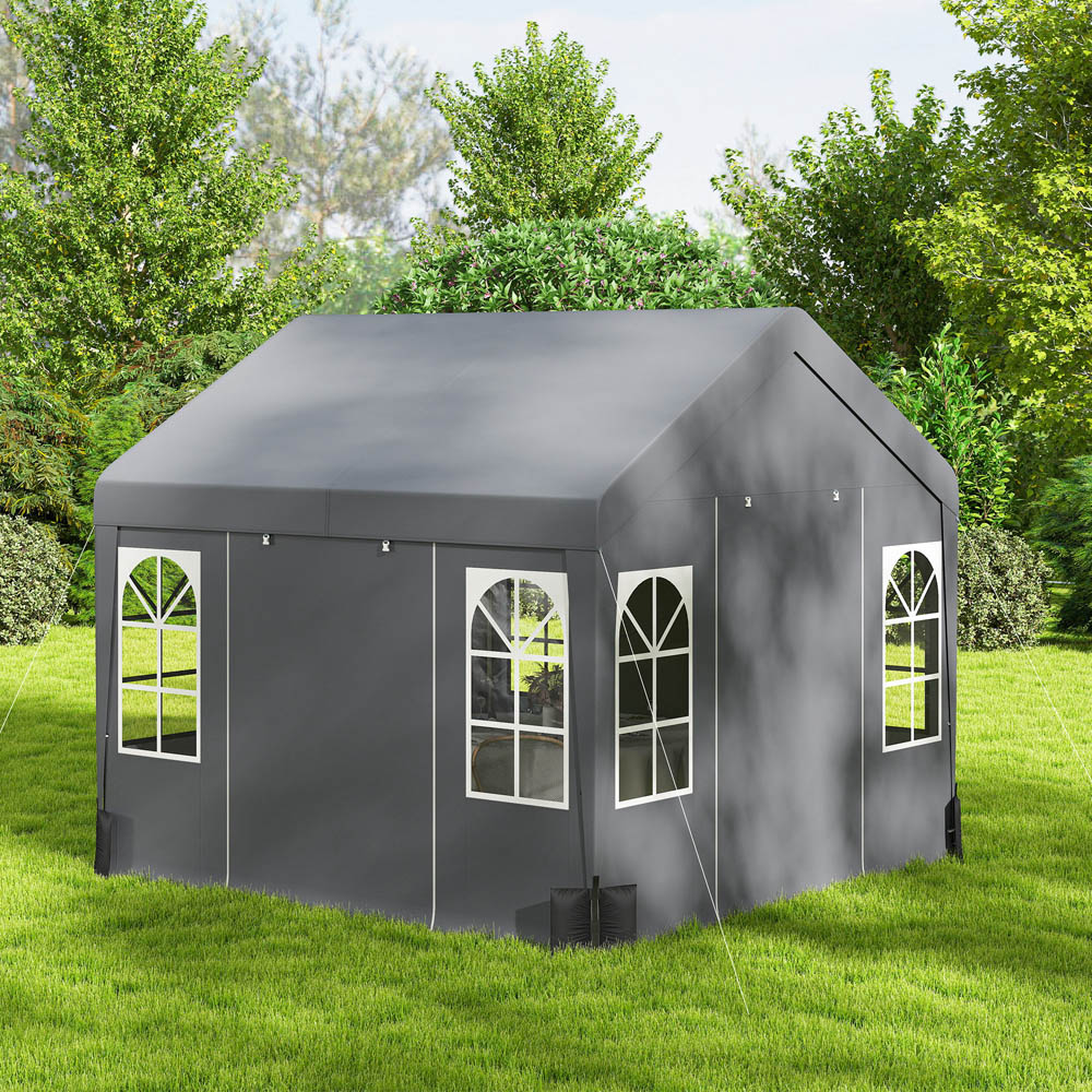 Outsunny 3 x 3m Grey Cathedral Style Gazebo with Sidewalls Image 5