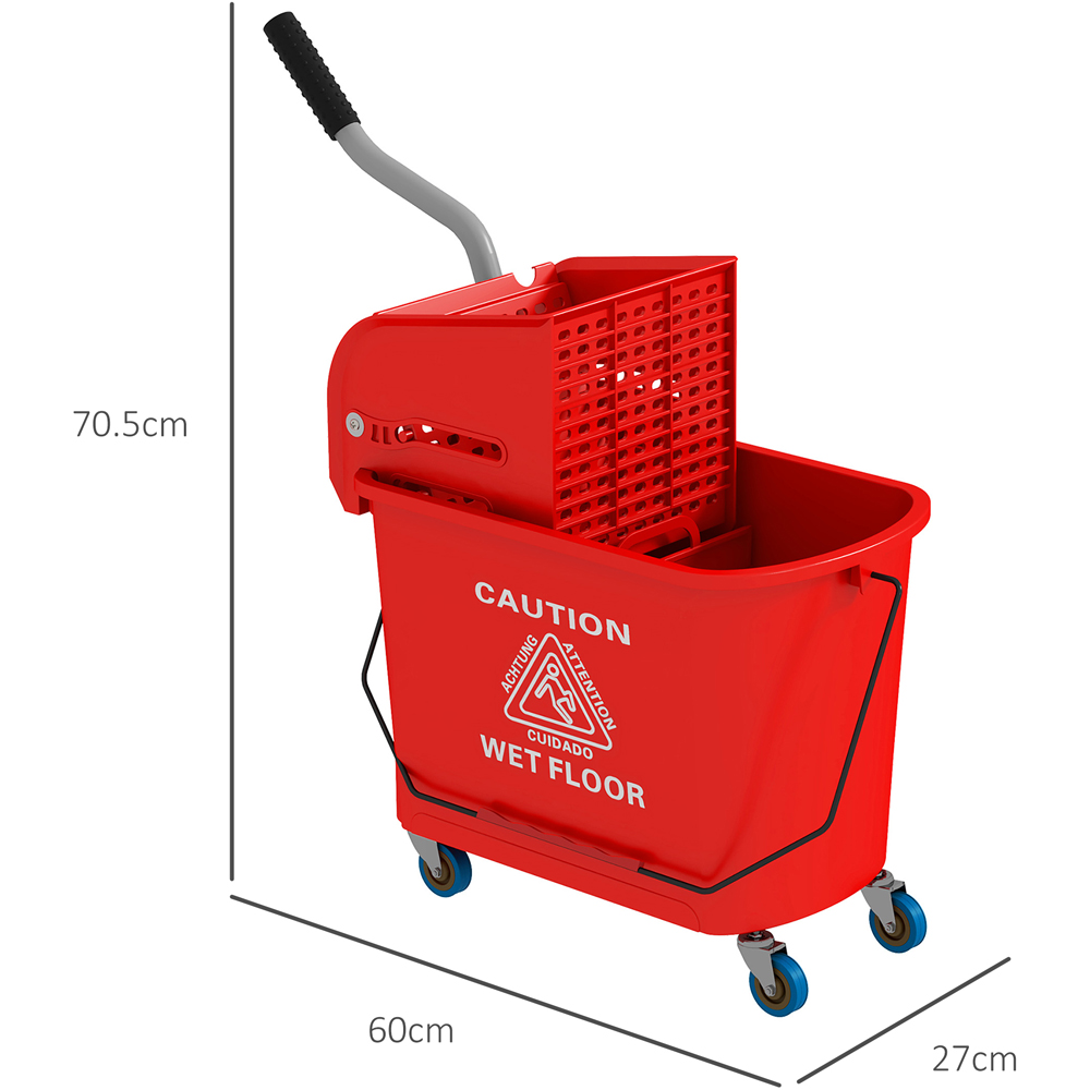 HOMCOM Red Wringer Handle Mop and Bucket Set on Wheels 20L Image 9
