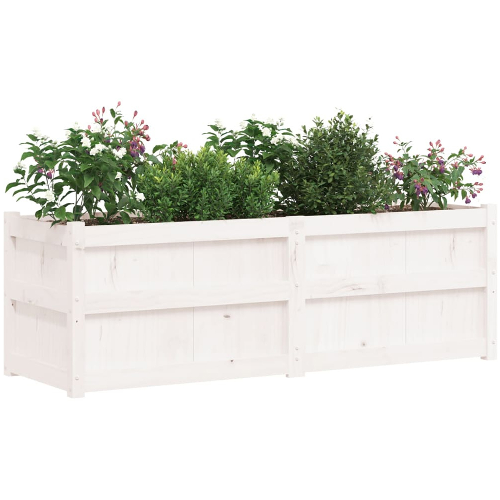 vidaXL White Pine Wood Garden Planter 150 x 50 x 50cm Image 3
