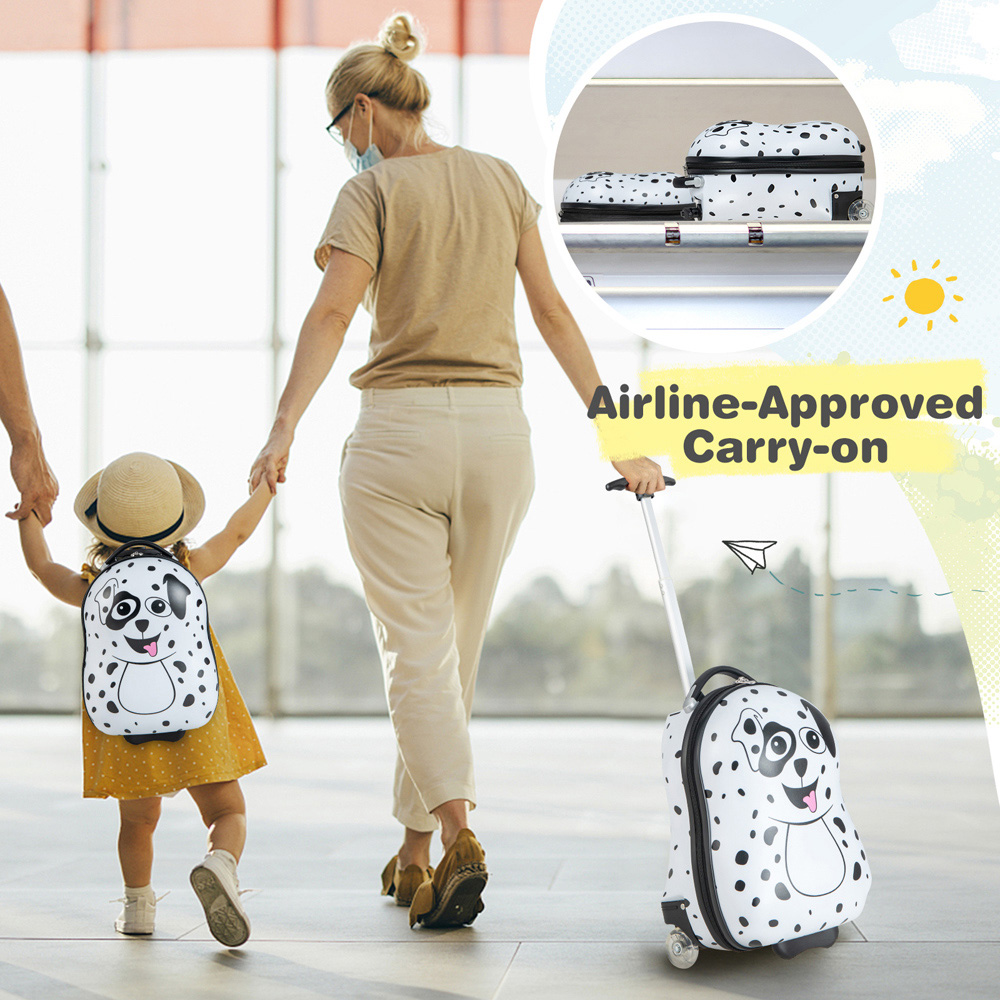 Costway Kids White and Black 2 Piece Luggage Set with Adjustable Handle Image 5
