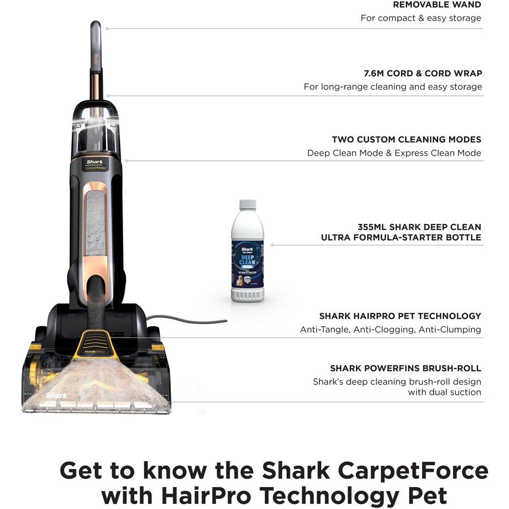 Shark EX550UKT Black HairPro Upright Carpet Cleaner Image 2