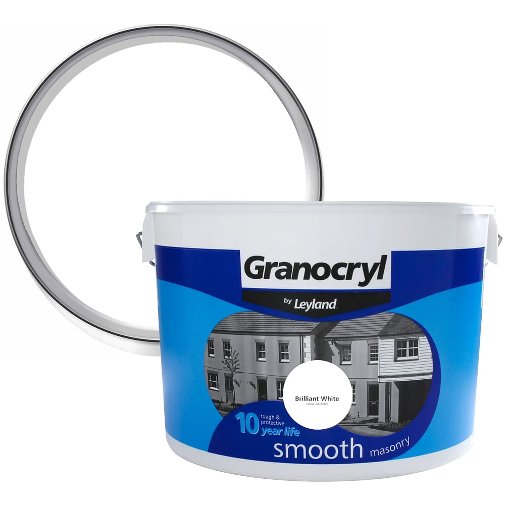 Leyland Granocryl Smooth Masonry Paint - Brilliant White / 10l Image 1