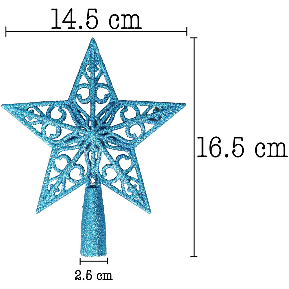Shatchi Ice Blue Glitter Star Tree Topper Image 5