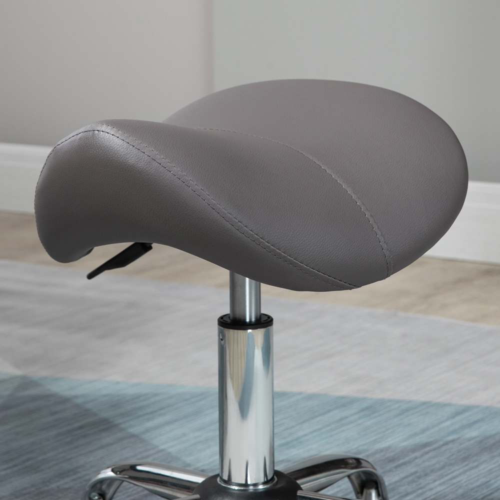Portland Grey Faux Leather Swivel Saddle Stool Image 3