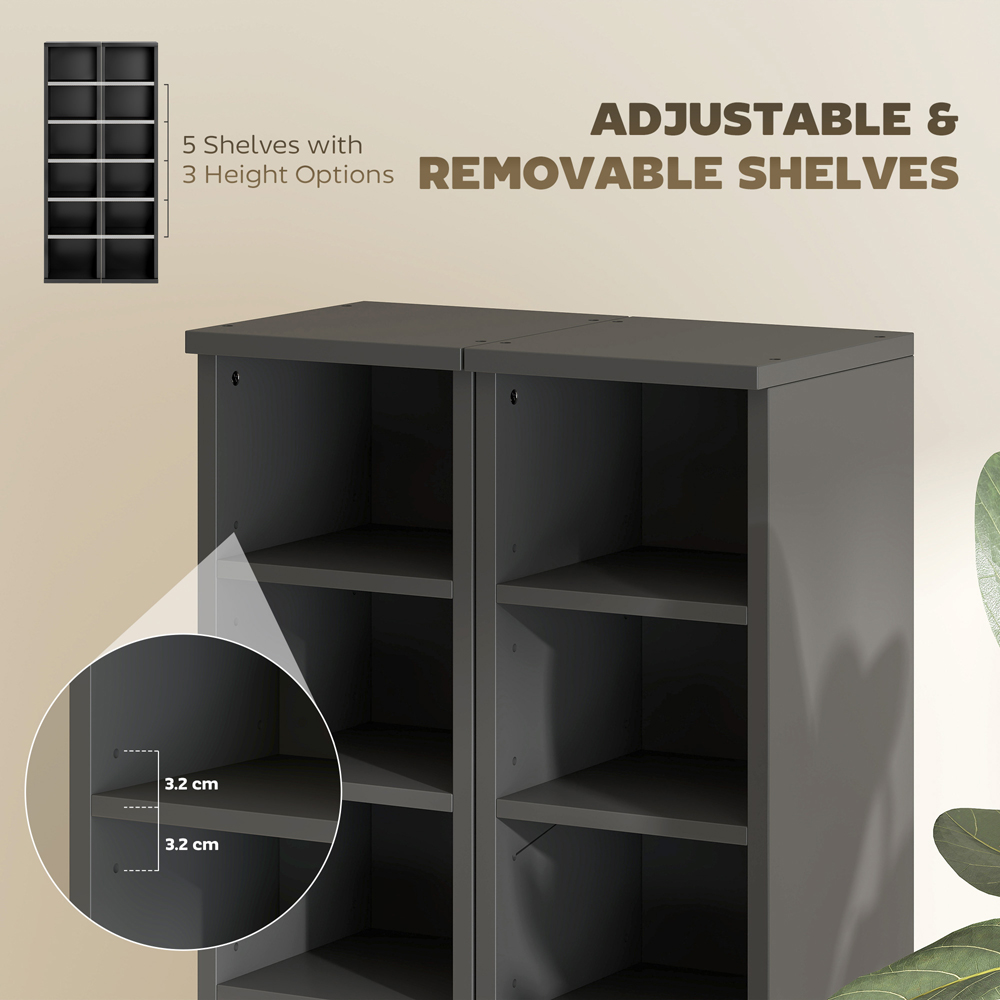 Portland 6 Shelf Black CD Storage Unit Set of 2 Image 5