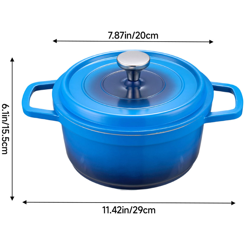 Living and Home 2.75L Blue Non-Stick Cast Aluminium Enamelled Cooking Pot with Lid Image 8