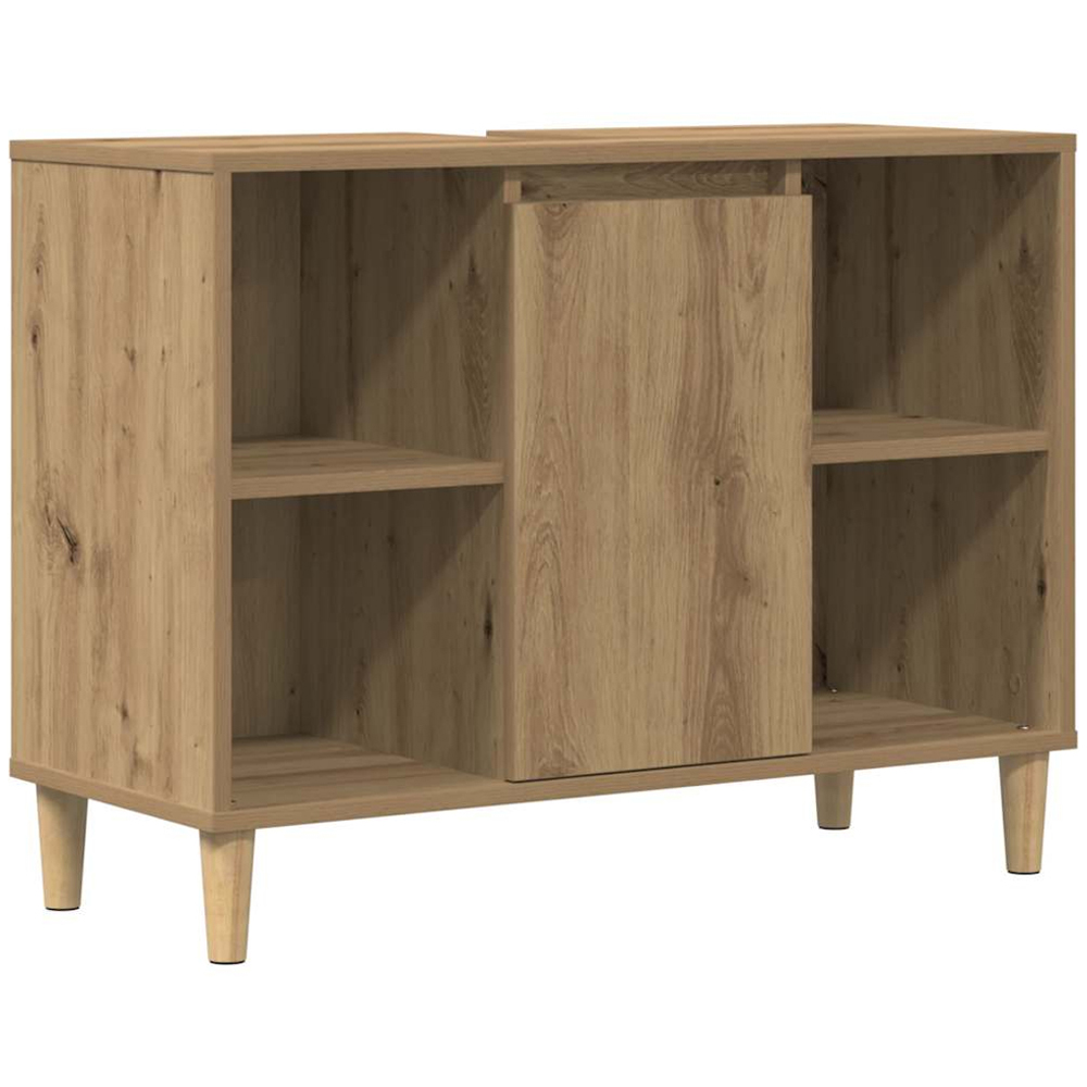 vidaXL Single Door 4 Open Shelf Artisan Oak Bathroom Sink Cabinet Image 2