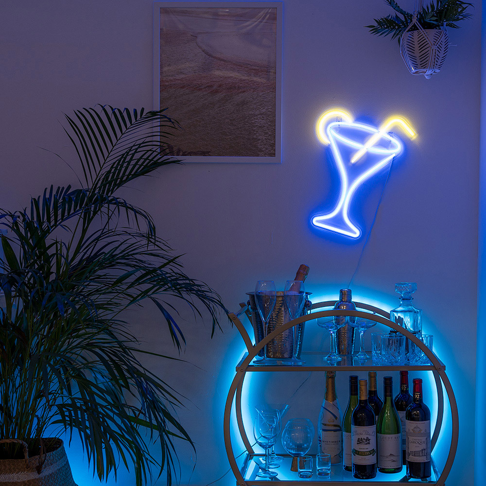 ValueLights Neon Cocktail Glass Wall Light Image 3