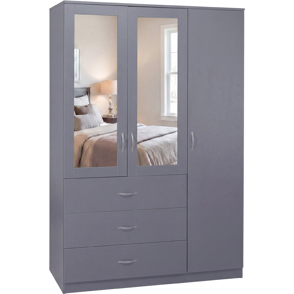 VIDA DESIGNS Riano 3 Door 3 Drawer Grey Mirrored Wardrobe Image 2