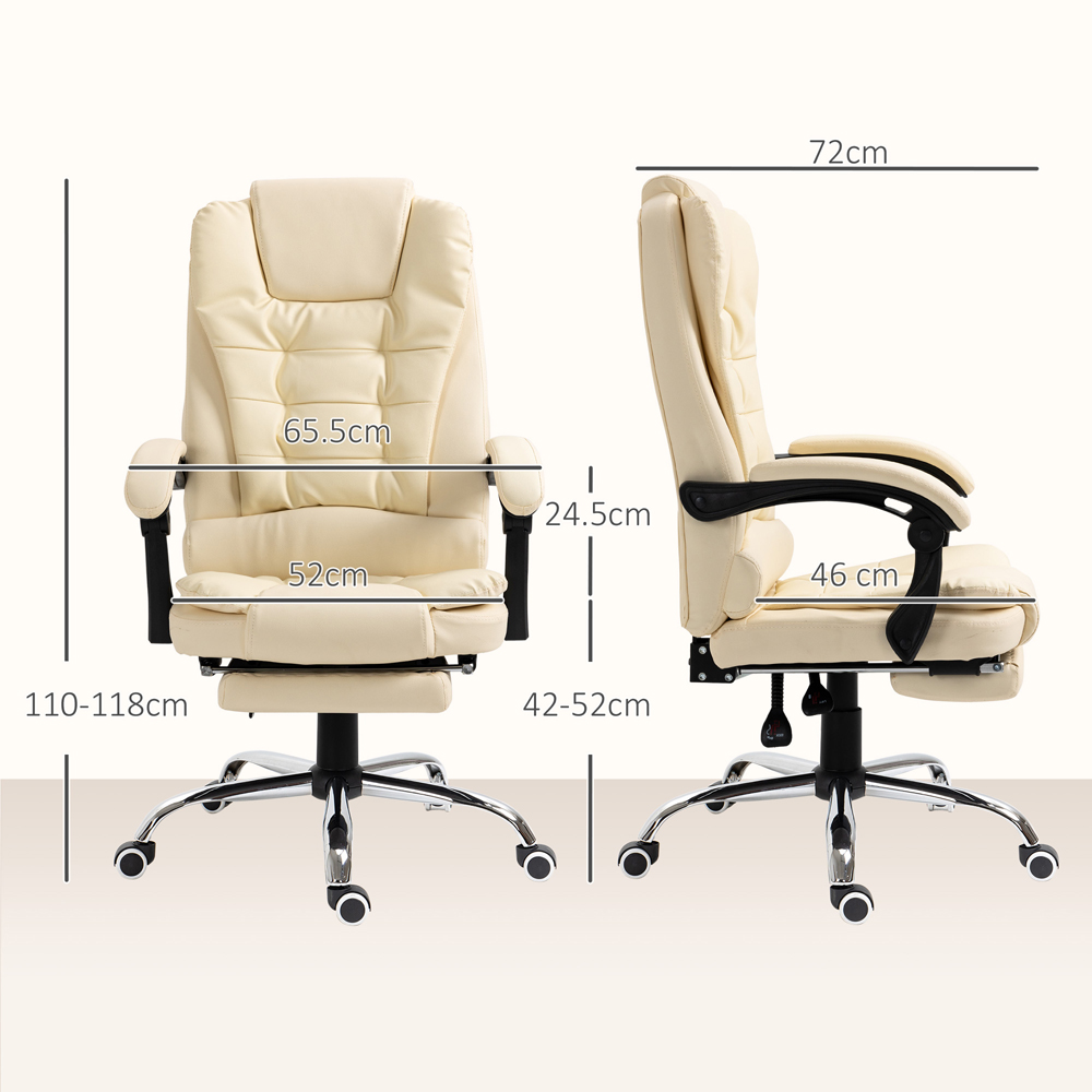 Portland Cream Recliner Executive Office Chair with Footrest Image 9