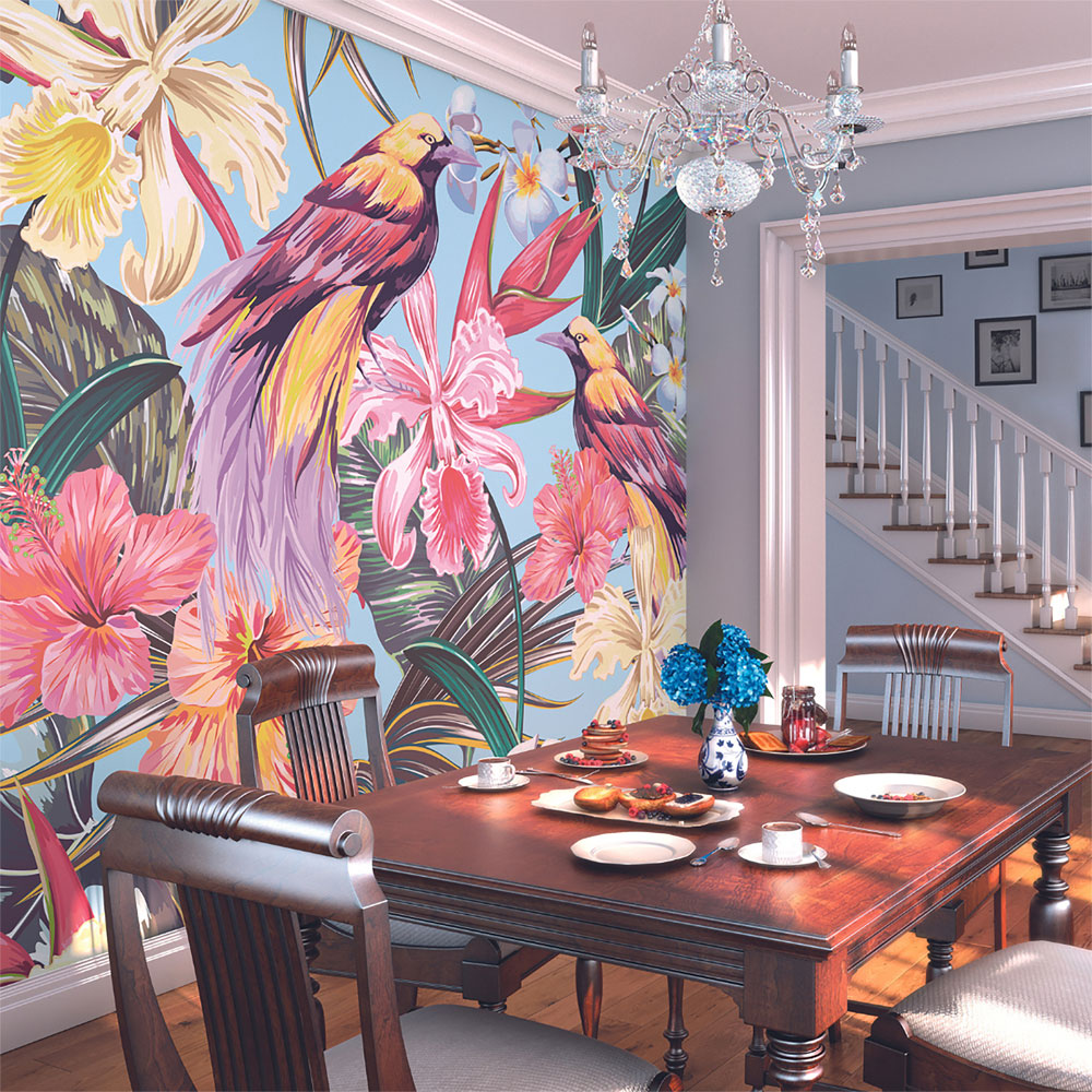 Origin Murals Birds and Flowers Multicolour Wall Mural Image 3