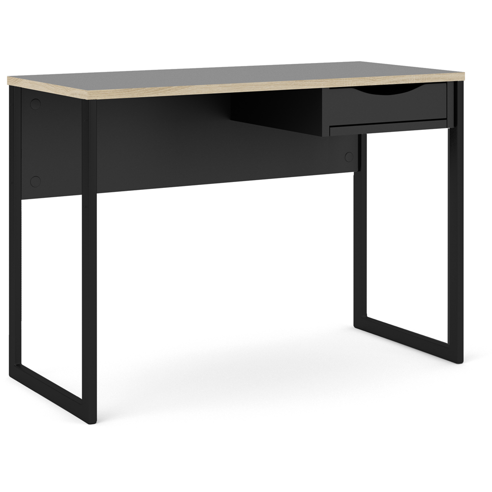 Florence Function Plus Single Drawer Desk Black and Oak Trim Image 2