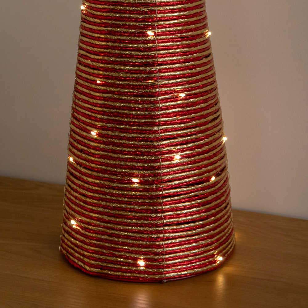 Samuel Alexander 120 Warm White LED Red and Gold Braid Christmas Cone Tree with Timer Set of 3 Image 4