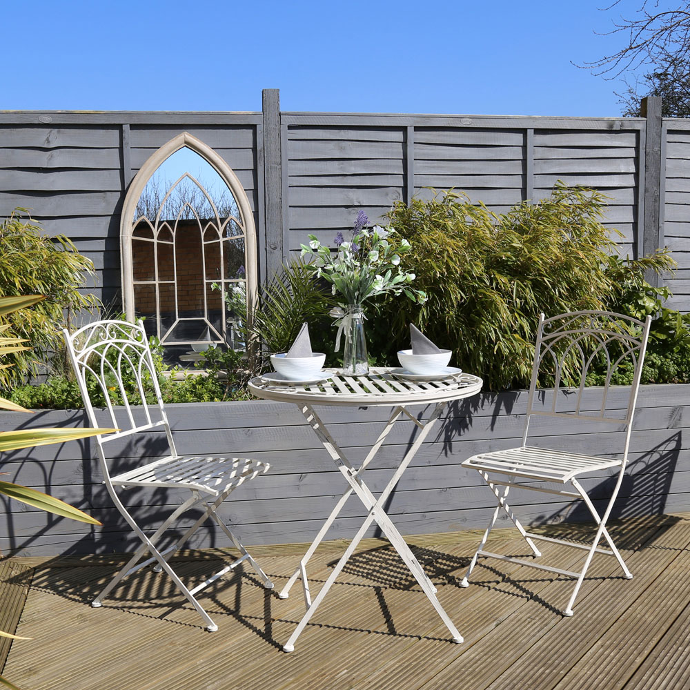 Charles Bentley Wrought Iron 2 Seater Bistro Set White Image 5