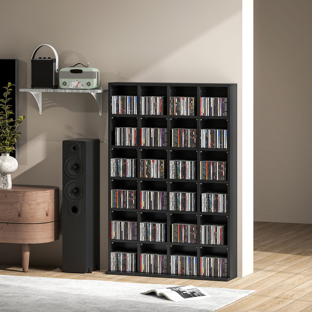 HOMCOM 32 Shelf Black Media Storage Rack Image 3