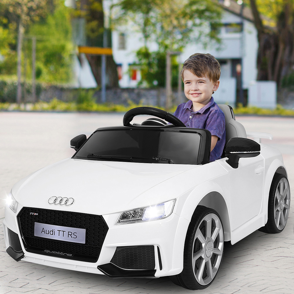 Costway Kids White Licensed Audi TTRS Ride On Car with 2 Motors and MP3 Music 12V Image 2