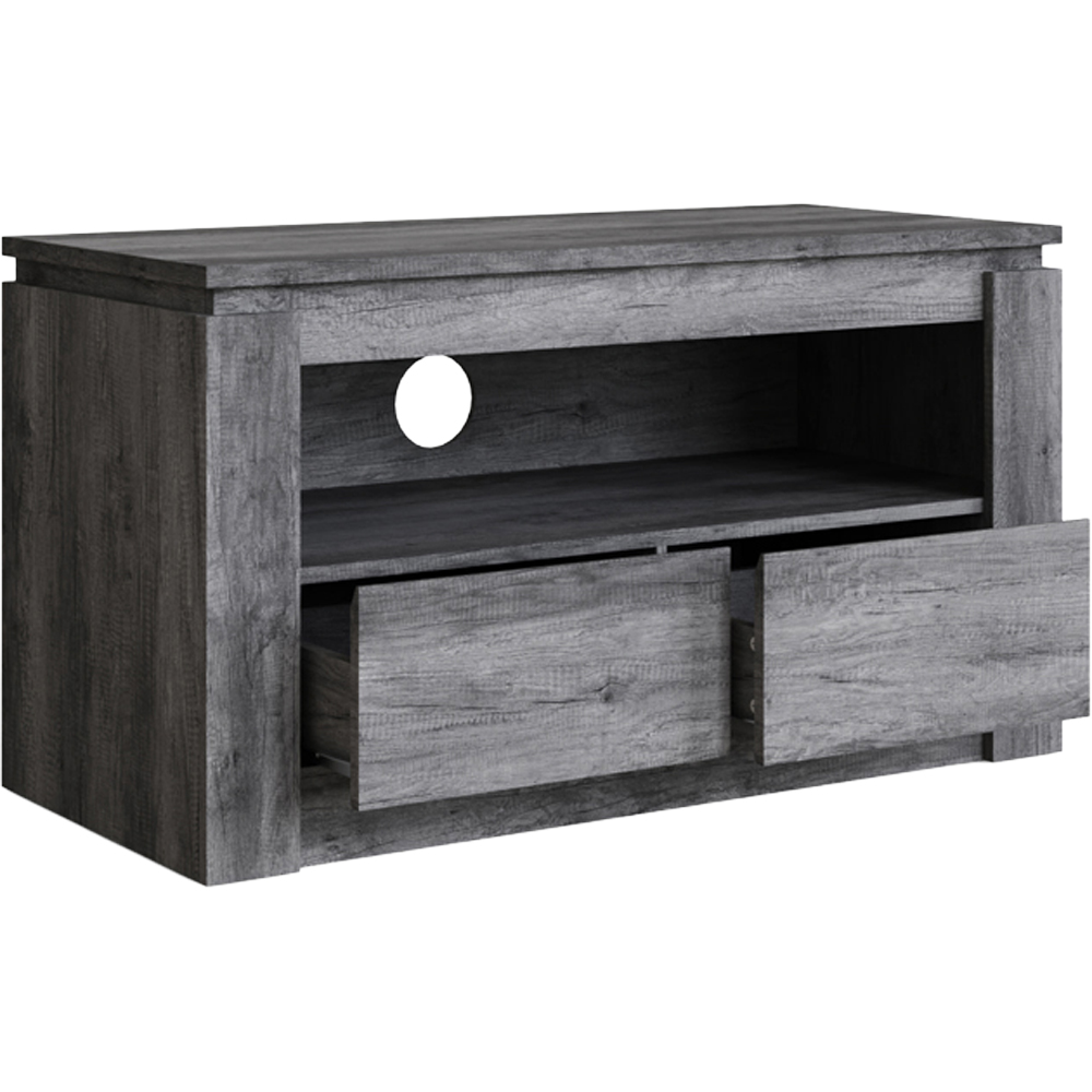 GFW Canyon 2 Drawer Single Open Shelf Charcoal Grey TV Unit Image 6
