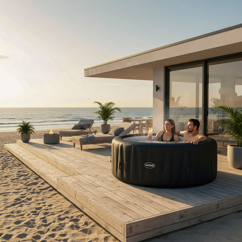 Wave Atlantic 6 Person Brown Rattan Inflatable Hot Tub 65 x 208cm Image 8