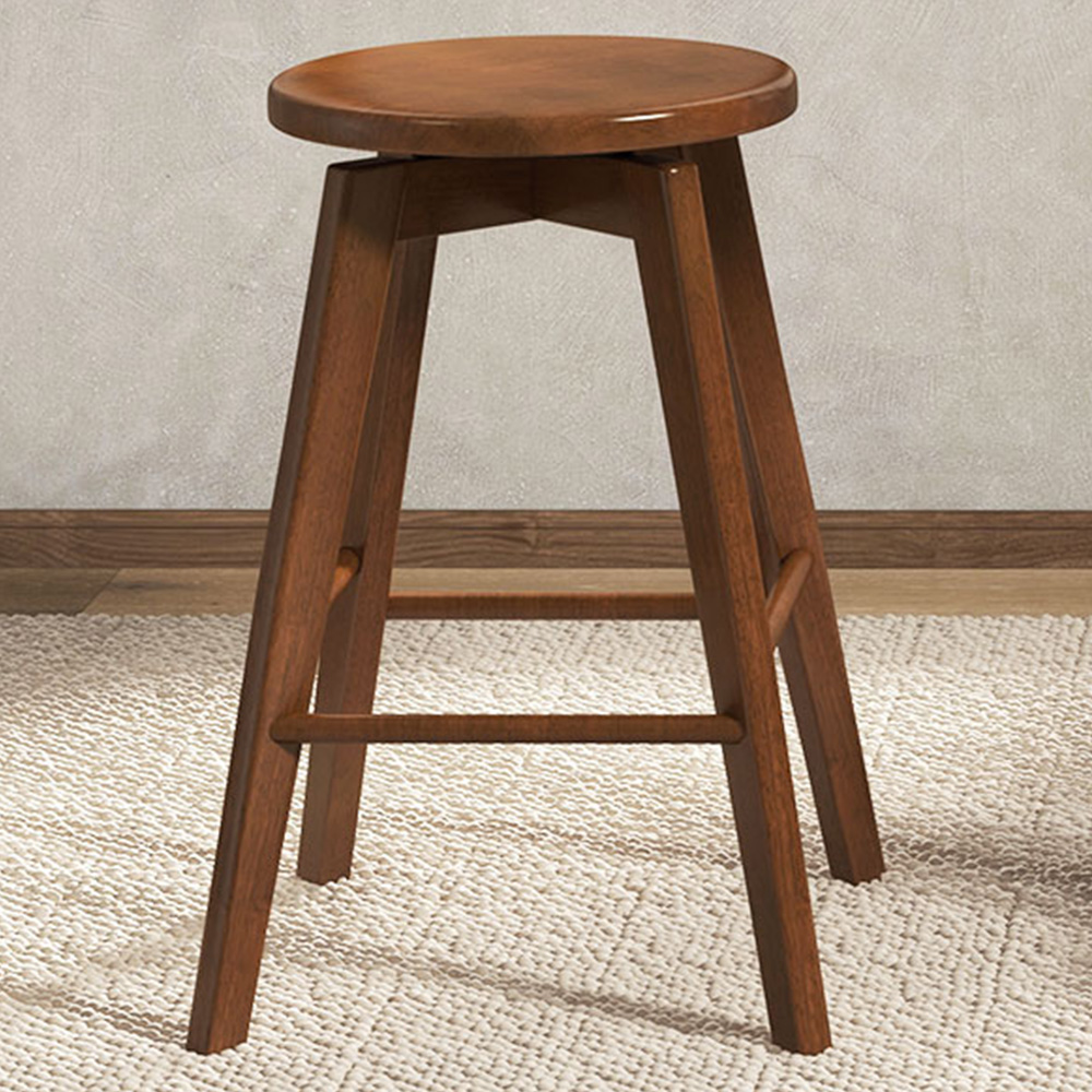 Costway Brown Swivel Counter Height Bar Stool Set of 2 Image 1